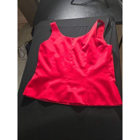 Unbranded Tops - Unbranded Satin Beaded Scoop Neck Blouse Women XL Red Excellent Formal Tank Top